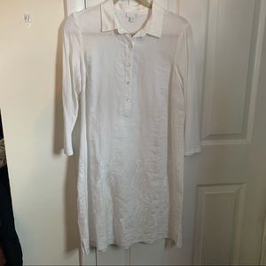 J. Jill White Linen Blend Embroidered Dress